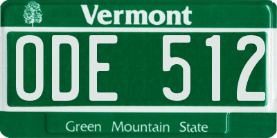VT license plate ODE512