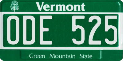 VT license plate ODE525
