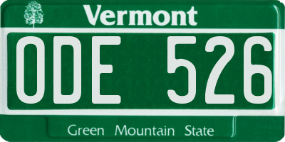 VT license plate ODE526
