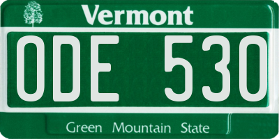 VT license plate ODE530