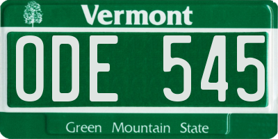 VT license plate ODE545