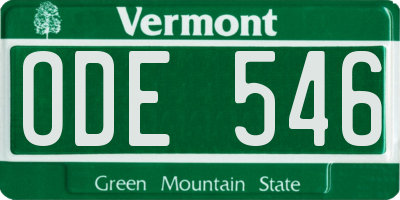 VT license plate ODE546