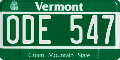 VT license plate ODE547