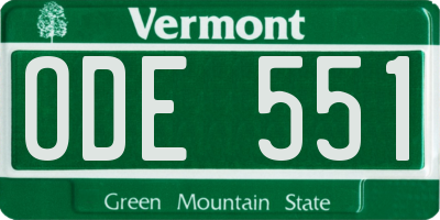 VT license plate ODE551