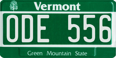 VT license plate ODE556