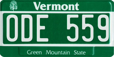 VT license plate ODE559