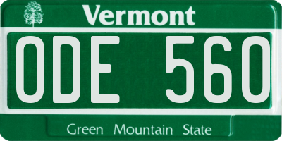 VT license plate ODE560