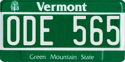 VT license plate ODE565