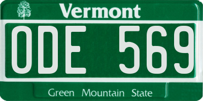 VT license plate ODE569