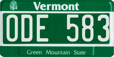 VT license plate ODE583