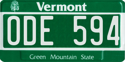 VT license plate ODE594