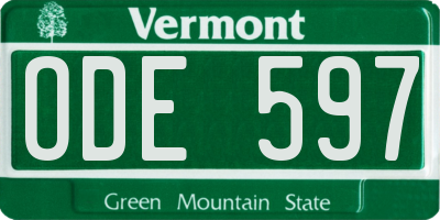 VT license plate ODE597