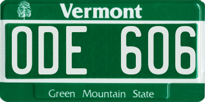 VT license plate ODE606