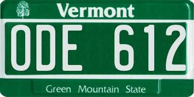 VT license plate ODE612