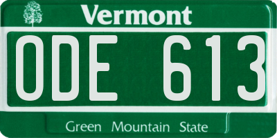 VT license plate ODE613