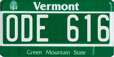 VT license plate ODE616