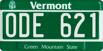 VT license plate ODE621