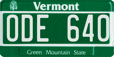 VT license plate ODE640