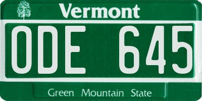 VT license plate ODE645