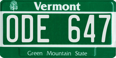 VT license plate ODE647