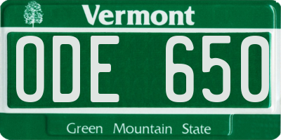 VT license plate ODE650