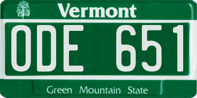 VT license plate ODE651