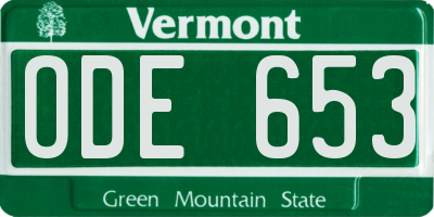 VT license plate ODE653