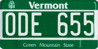 VT license plate ODE655
