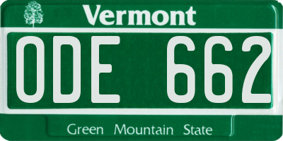 VT license plate ODE662