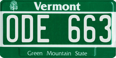 VT license plate ODE663