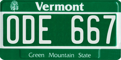 VT license plate ODE667