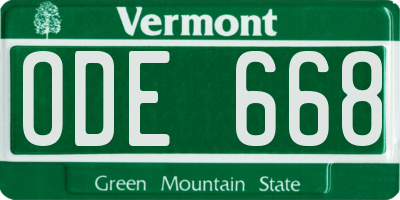 VT license plate ODE668