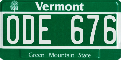 VT license plate ODE676