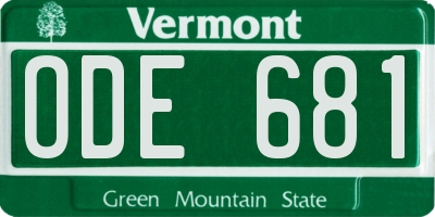 VT license plate ODE681