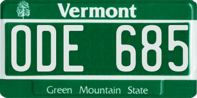 VT license plate ODE685