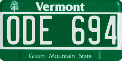 VT license plate ODE694