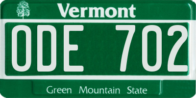 VT license plate ODE702