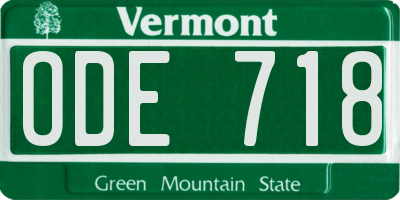 VT license plate ODE718