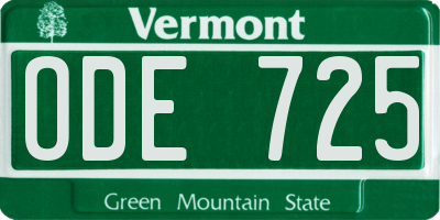 VT license plate ODE725