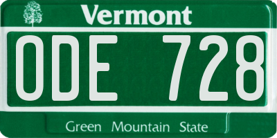 VT license plate ODE728