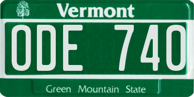 VT license plate ODE740
