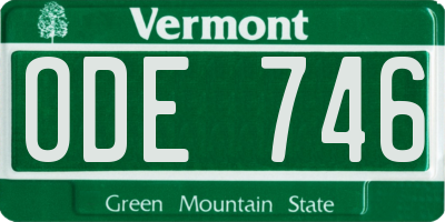 VT license plate ODE746