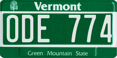 VT license plate ODE774