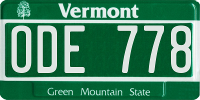 VT license plate ODE778