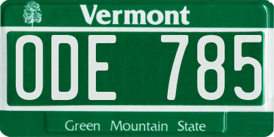 VT license plate ODE785