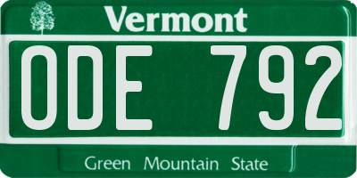 VT license plate ODE792