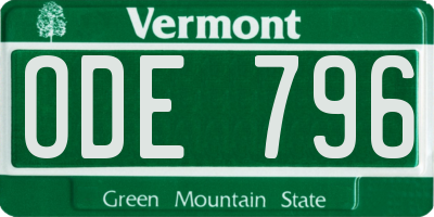 VT license plate ODE796