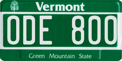 VT license plate ODE800
