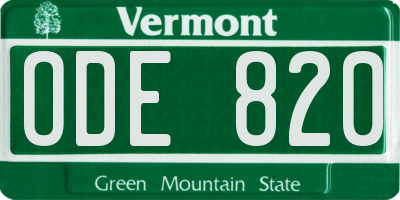 VT license plate ODE820