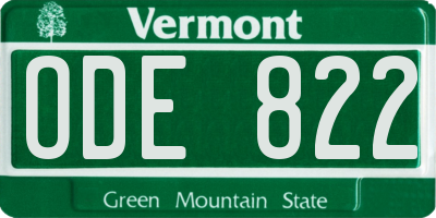 VT license plate ODE822